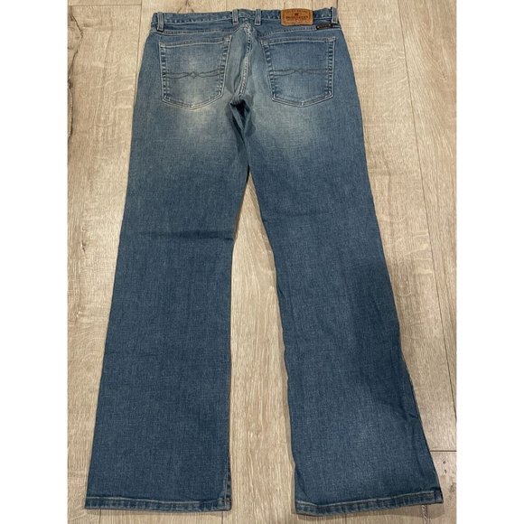 Vintage Lucky Brand Dungarees Flare Jeans Mid Rise Denim Jeans 14/32 Medium Wash - Picture 2 of 10